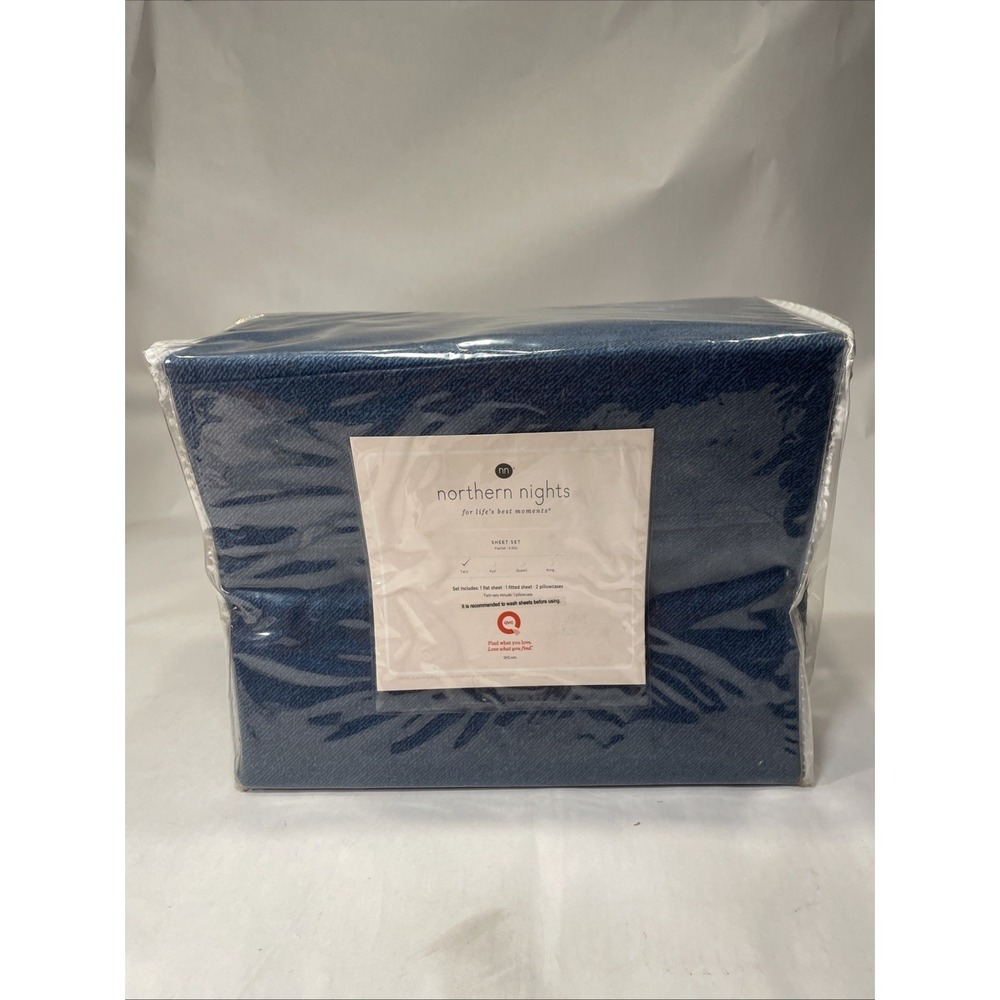 Blue Northern Nights 4-Piece Twin Flannel Sheet Set 100% Cotton NEW